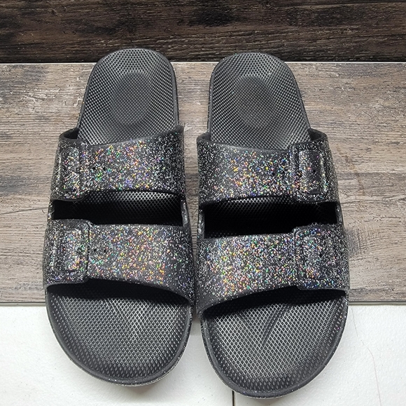 Freedom Moses Shoes - Freedom Moses Women’s Celeste Black Sz 8.5/9 Sandals Glitter $50 MSRP Waterproof